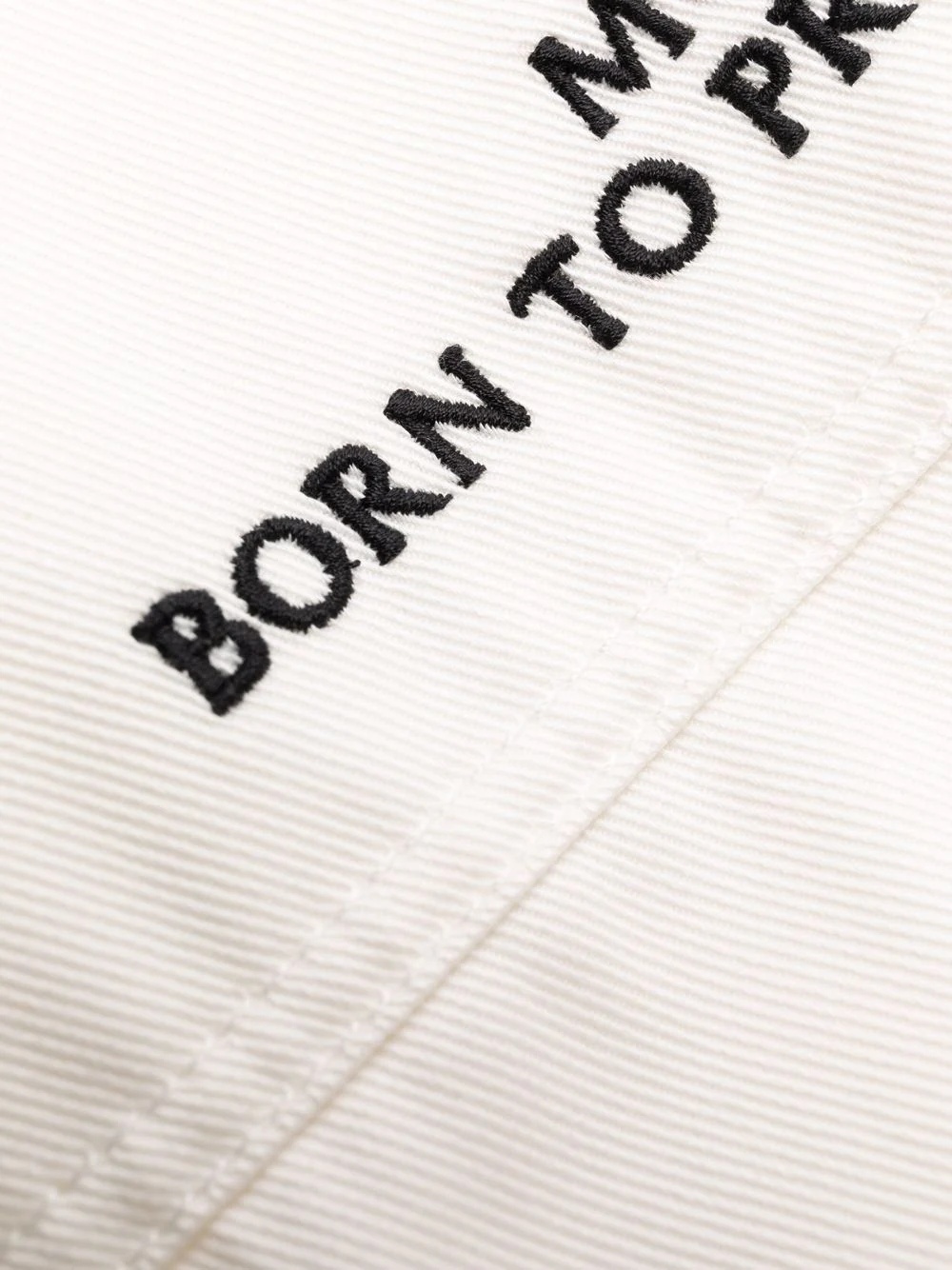 slogan-embroidered cotton tapered trousers - 7