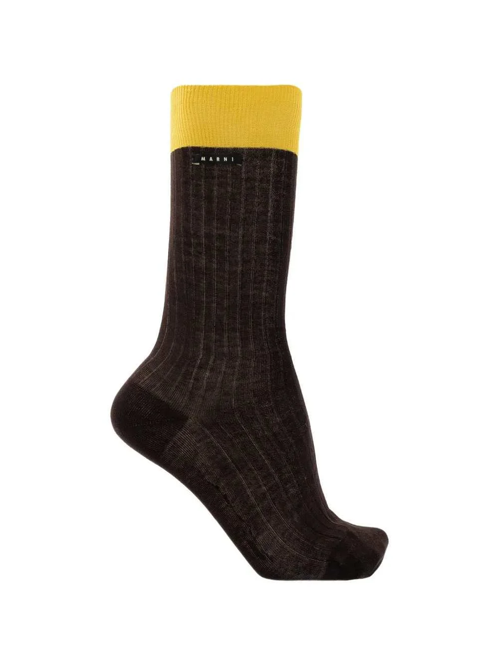 Marni Men Brown Cotton Socks With Contrasting Cuffs - 1