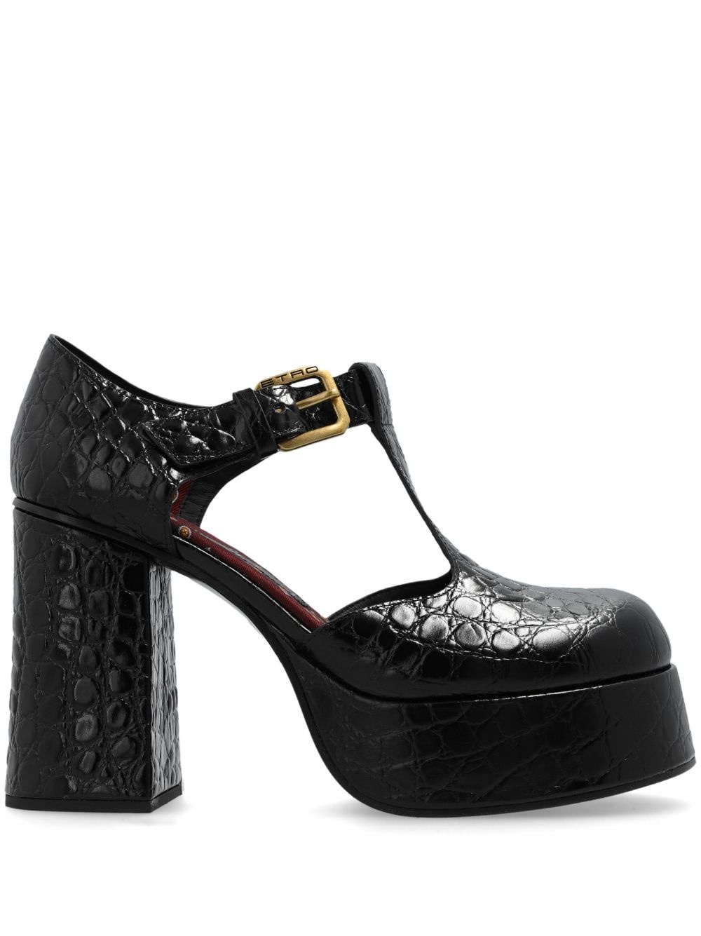 110mm crocodile-embossed platform pumps - 1