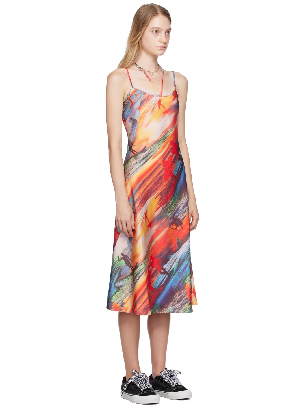 Red Printed Midi Dress - 2