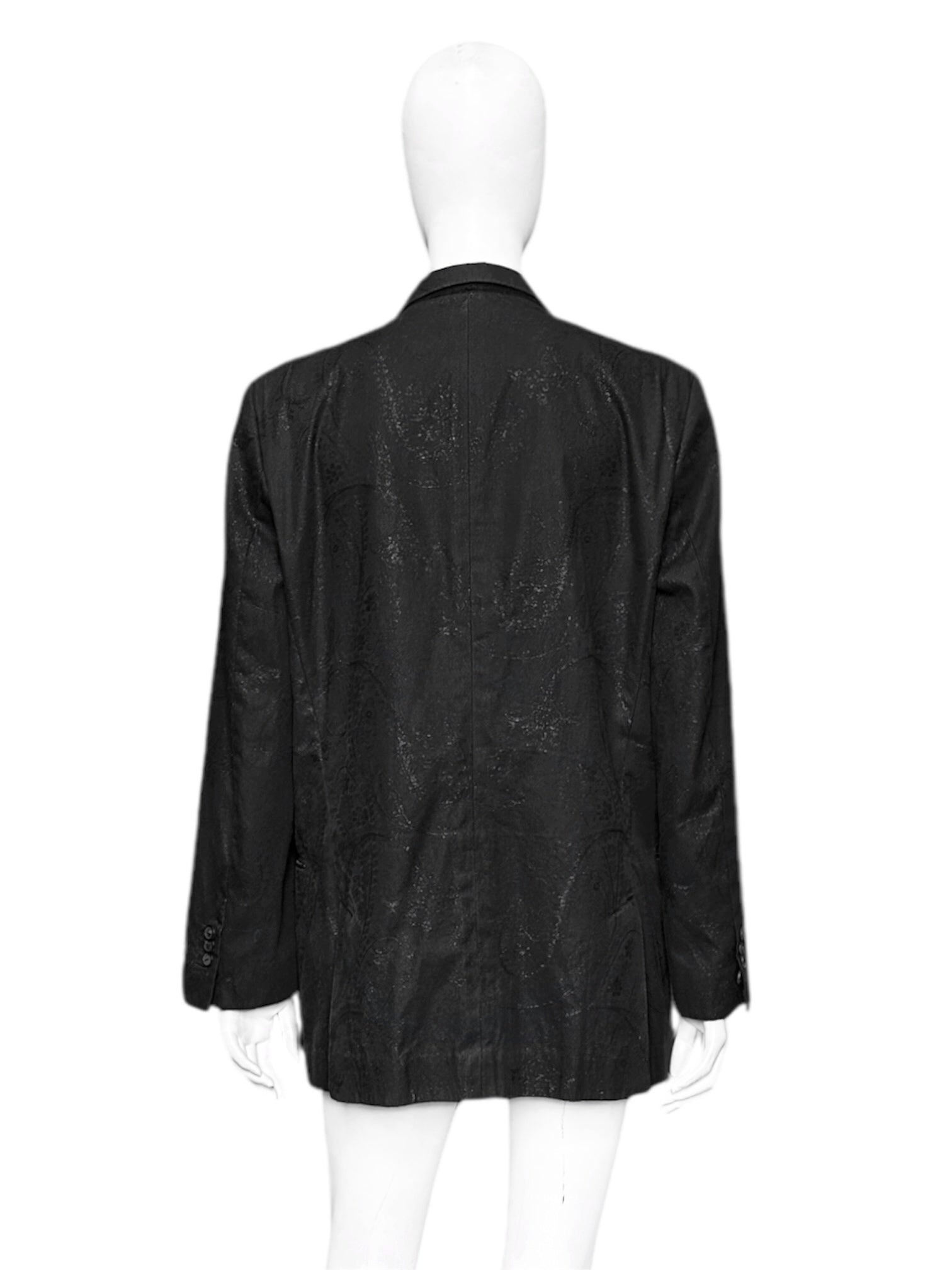 Maison Martin Margiela Spring 2006 Black Floral Lamé Cotton Blazer 50 - 3