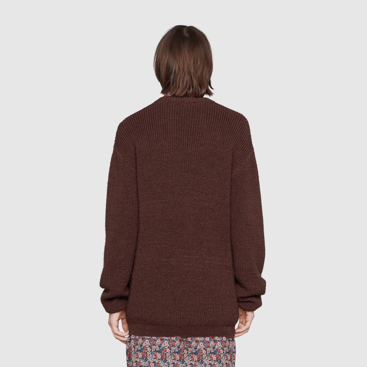 Rib knit wool oversize sweater - 4