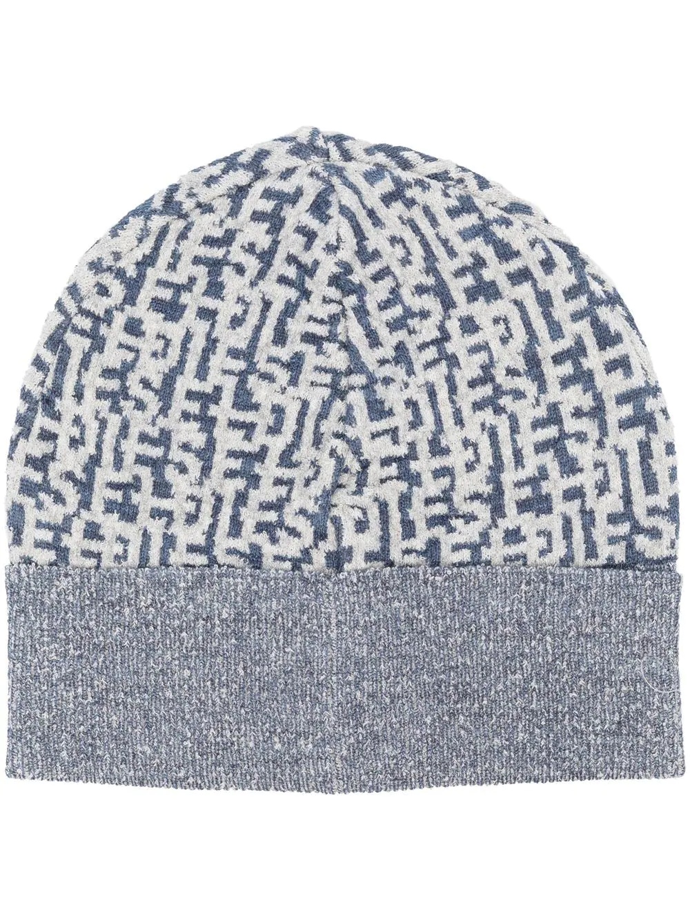 two-tone knitted beanie - 1