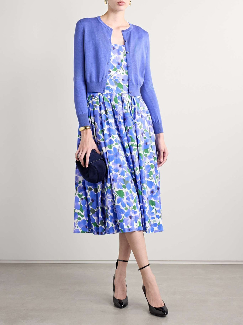 CAROLINA HERRERA Silk and cotton-blend cardigan Bright blue outlook