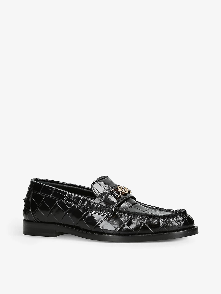 Medusa croc-embossed leather loafers - 3