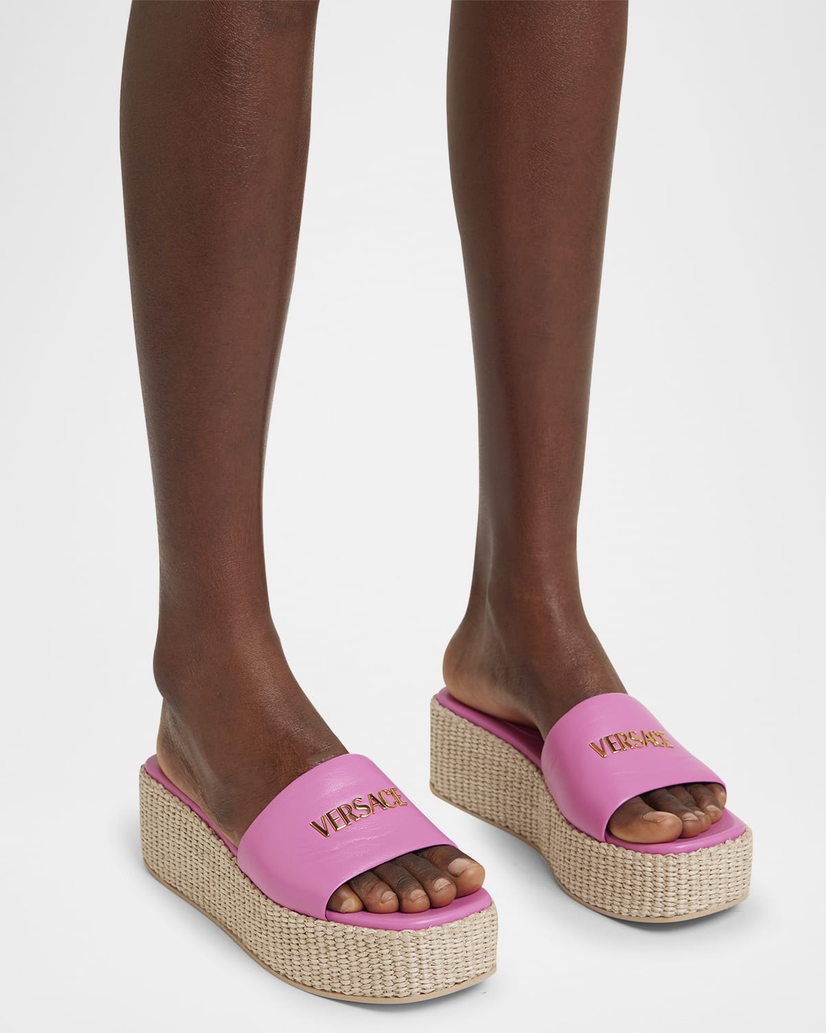 Tag Platform Lambskin Leather Mules - 2