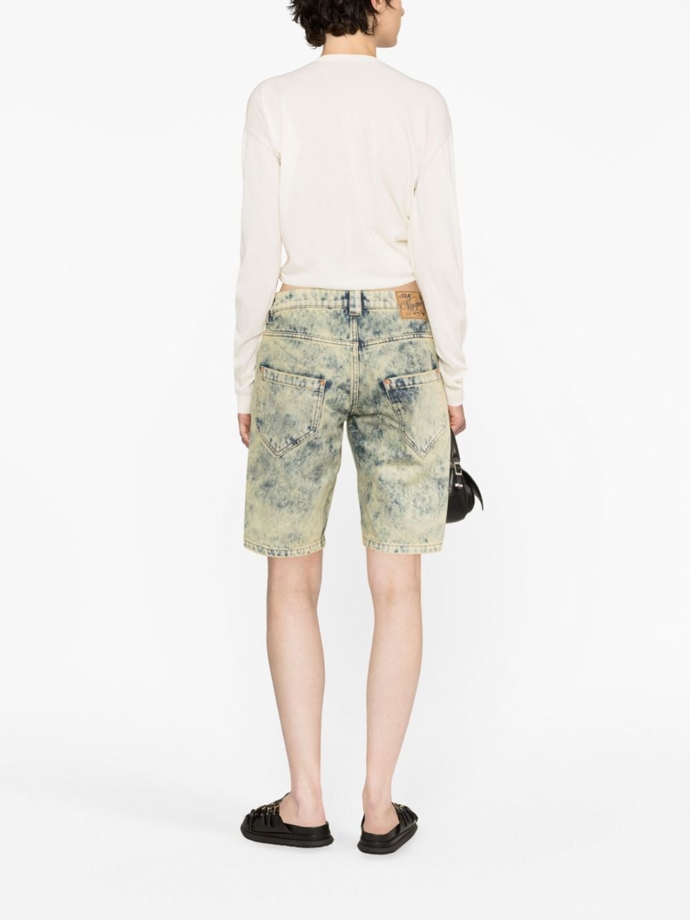 logo-patch denim shorts - 4