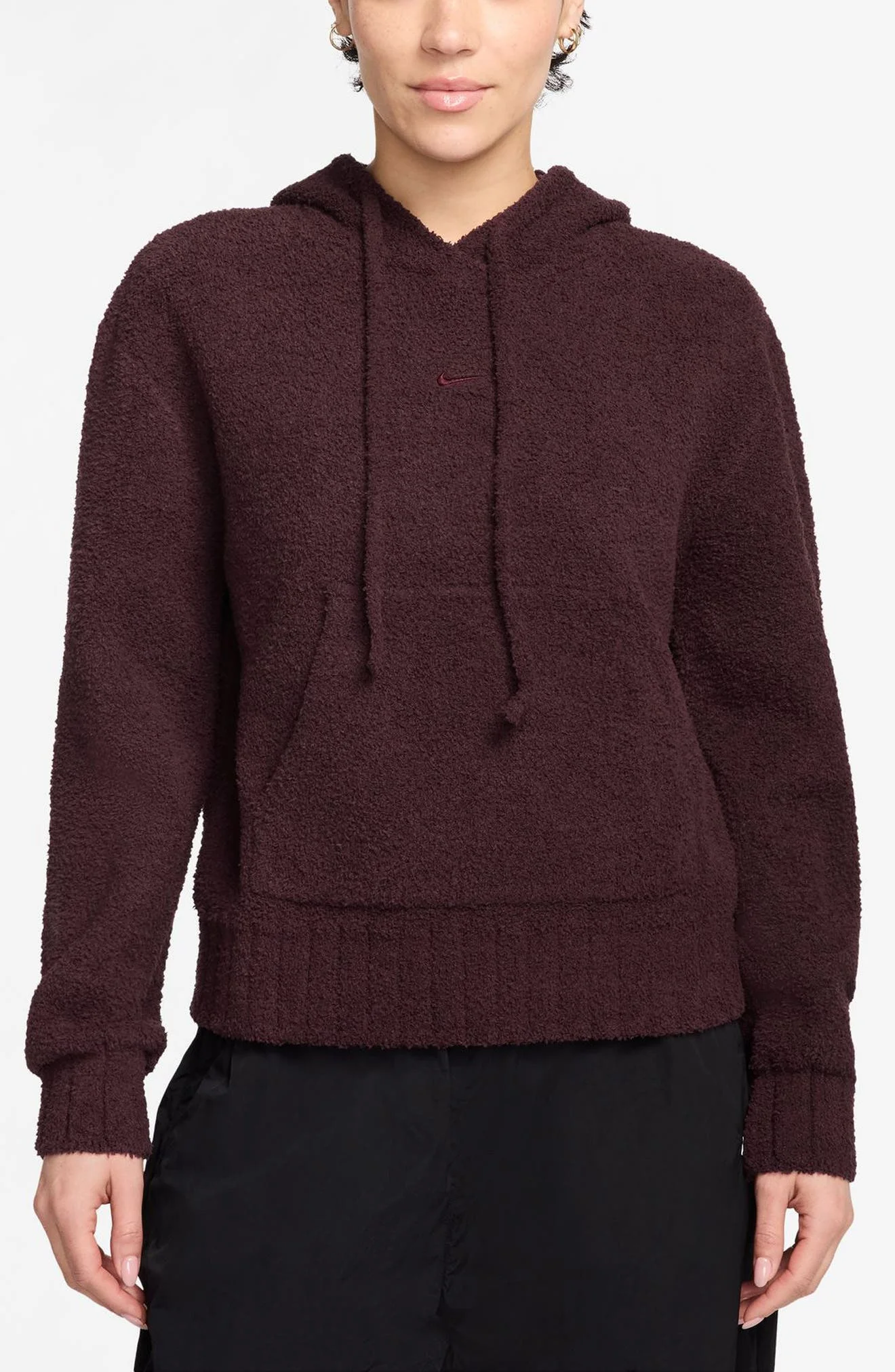 Nike Sportswear Phoenix Oversize Bouclé Hoodie in Burgundy Cherry at Nordstrom - 1