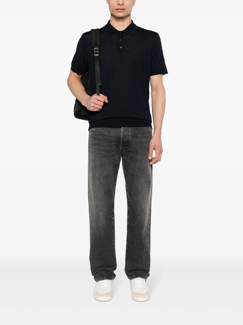 logo-patch wool polo shirt - 2