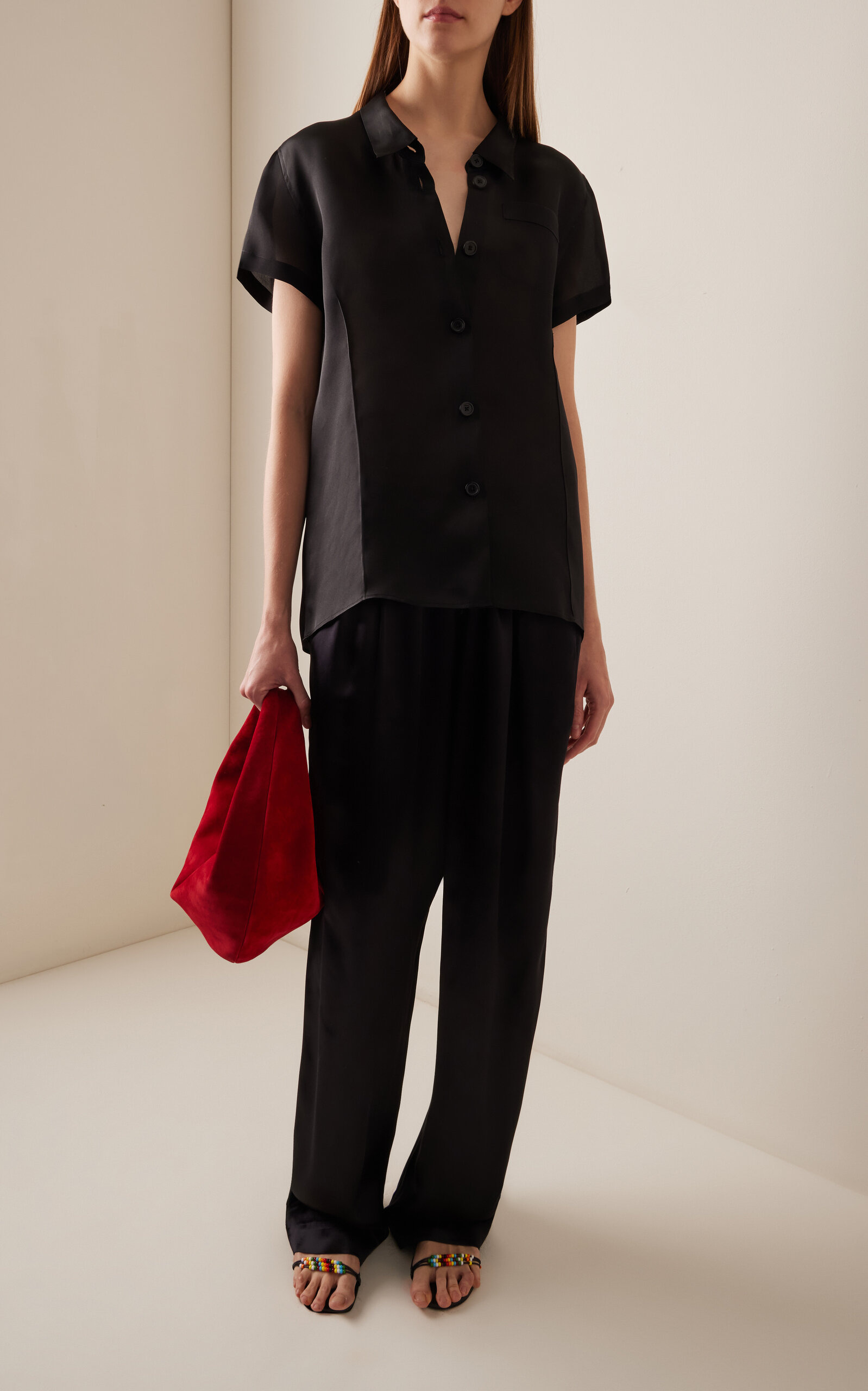 Keefe Silk Satin Shirt black - 2