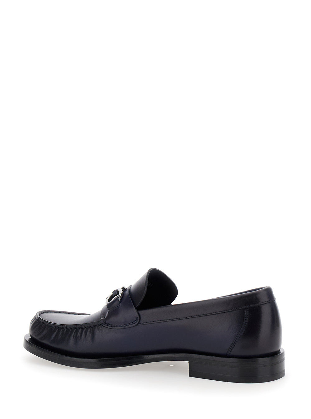 Ferragamo Men 'Fort' Blue Slip-On Loafers With Gancini Detail In Brushed Leather Man - 3