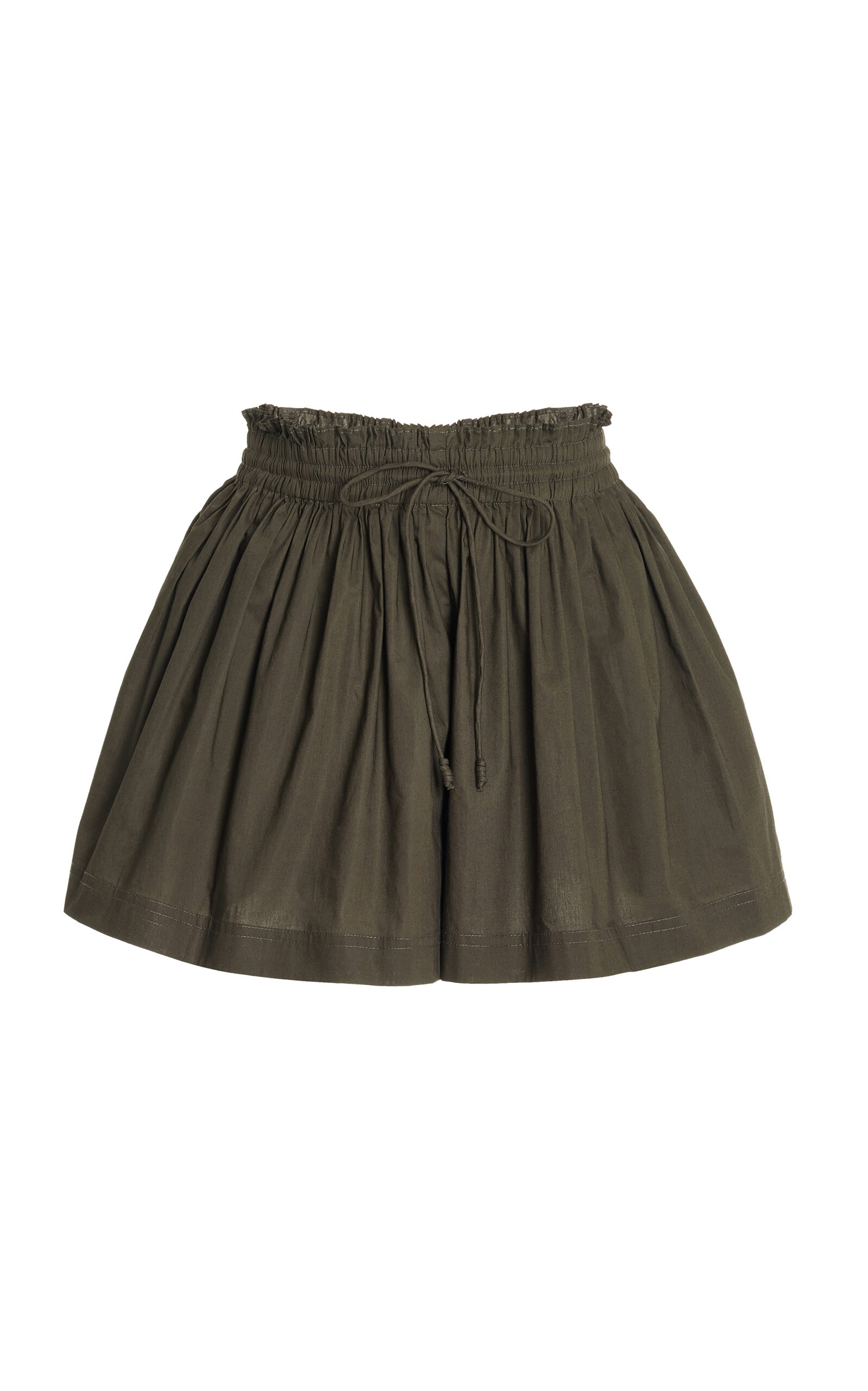 Marin Pleated Cotton Shorts olive - 1