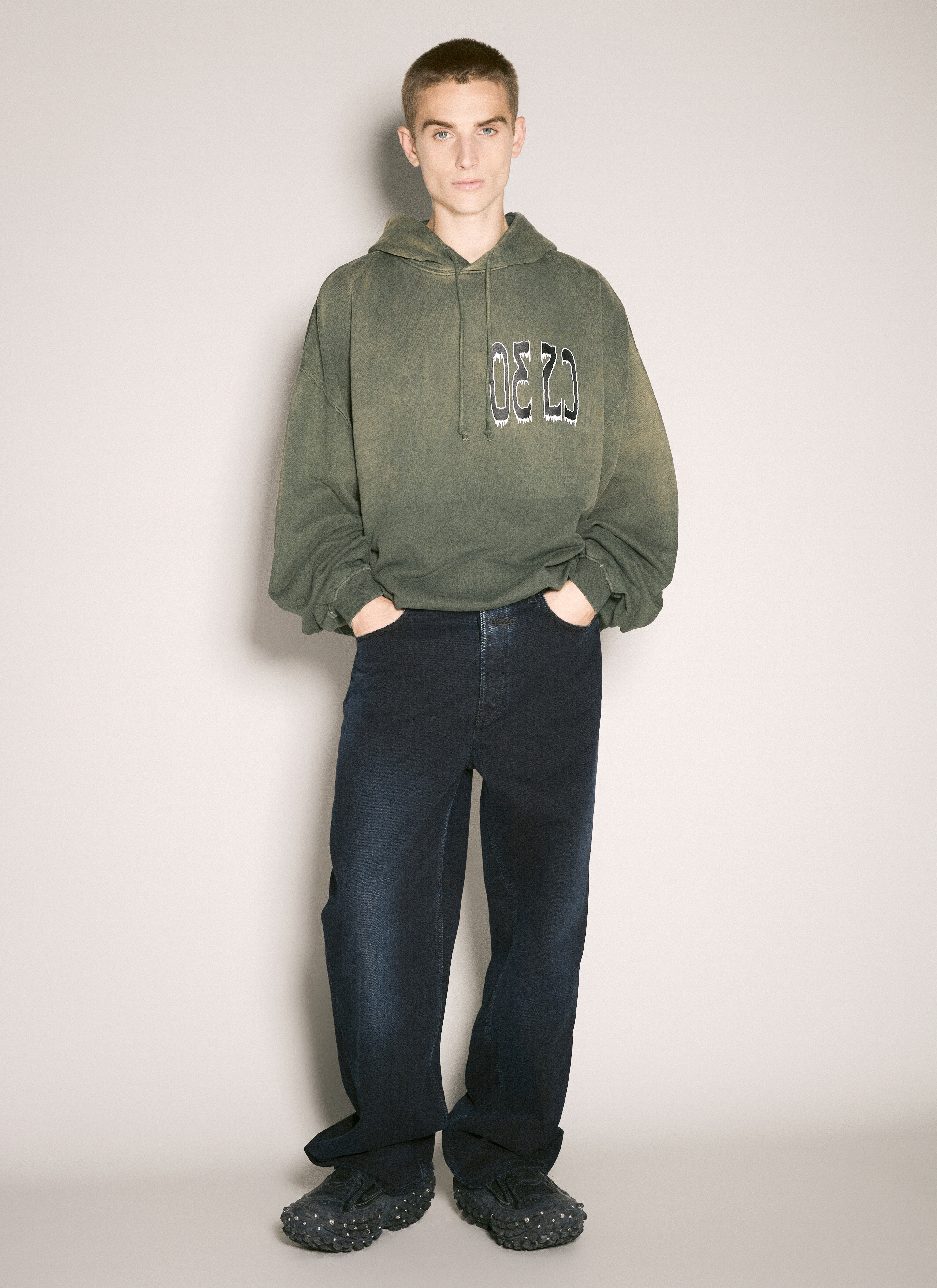 Spliced Bubble Hooded Sweatshirt - 2