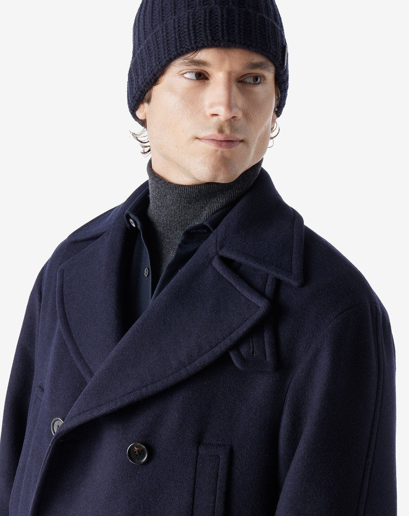 Blue wool, silk and cashmere blend peacoat 4