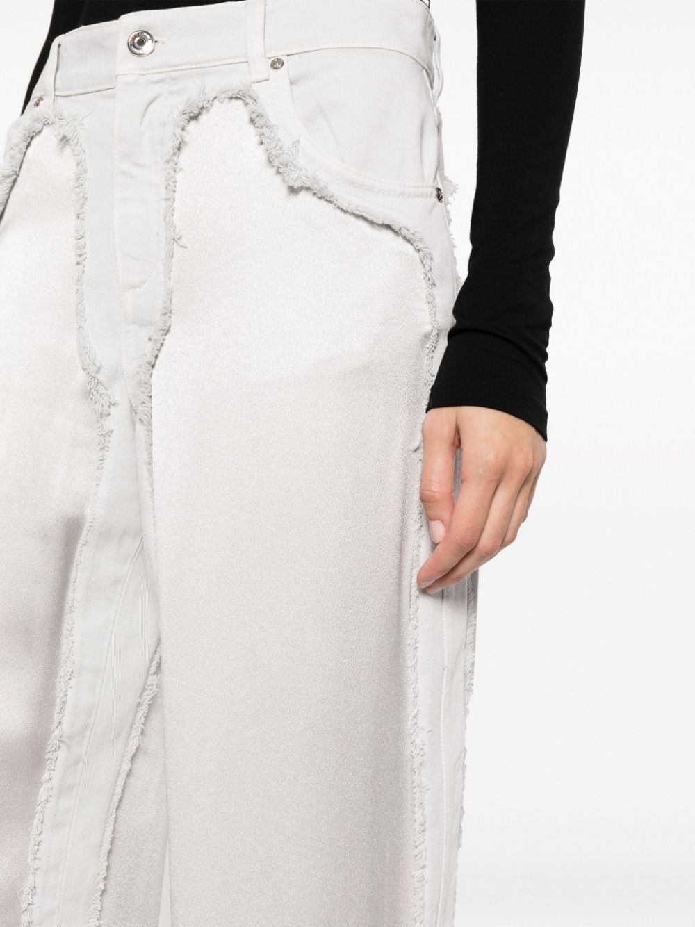 high-waist satin-panelled jeans - 5