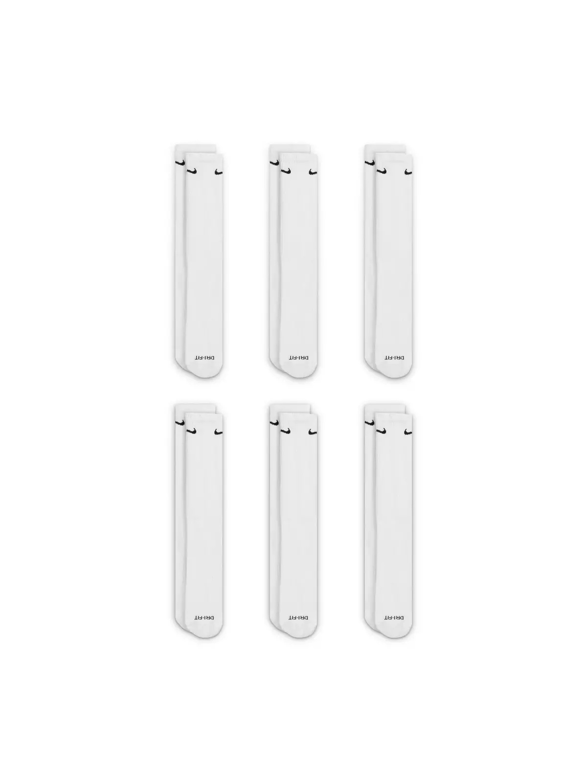Everyday Plus Cushioned Training Crew Socks (6 Pairs)-White - 3