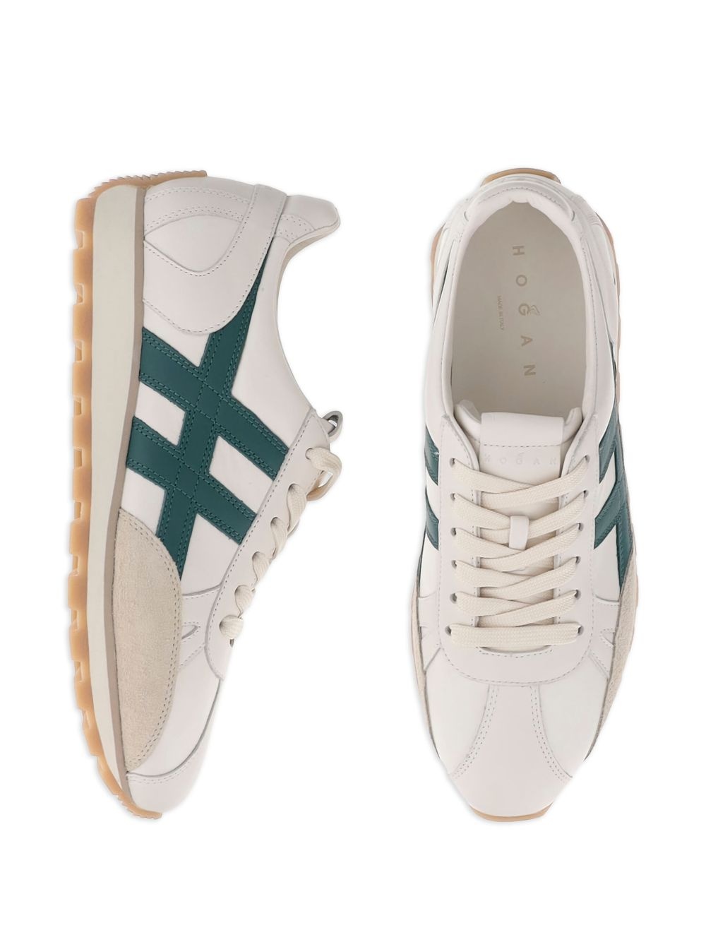 leather lace-up trainers - 4