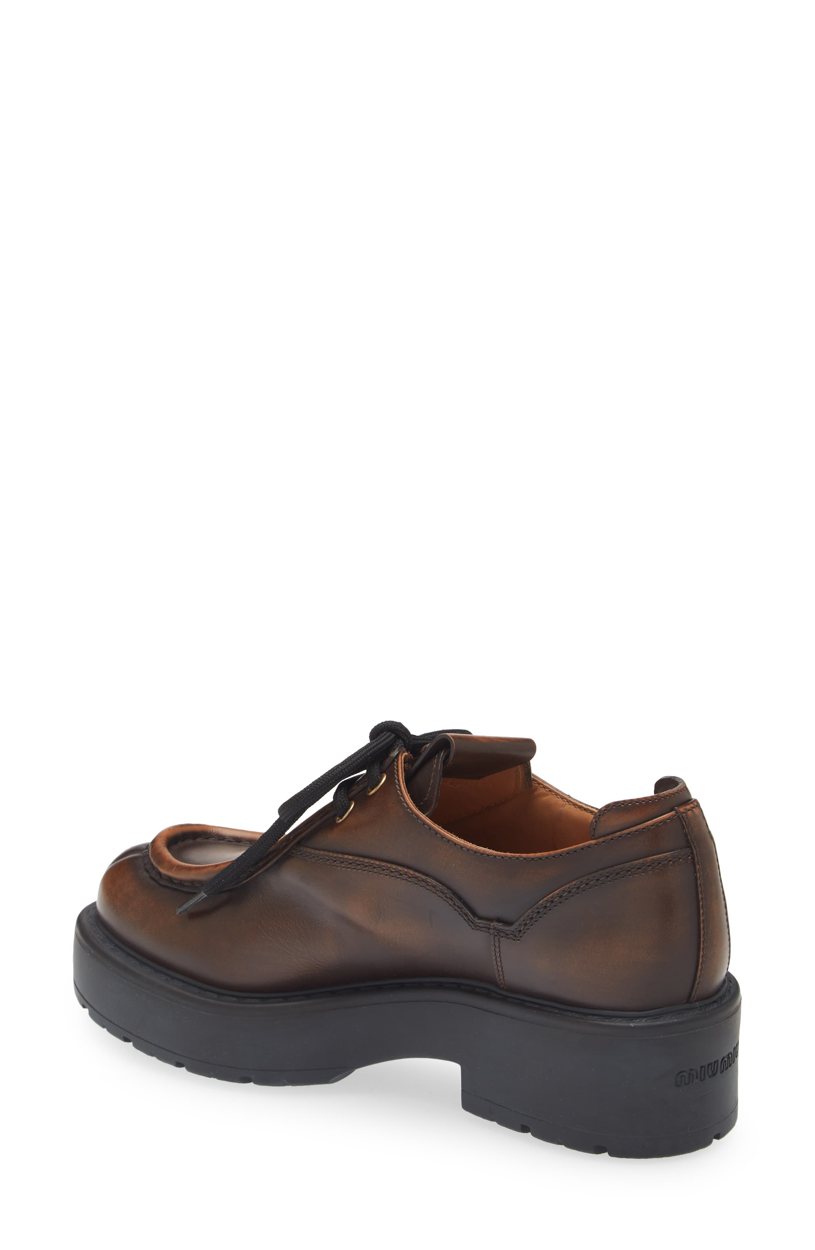Miu Miu Boyfriend Lu Platform Derby in Brown at Nordstrom - 2