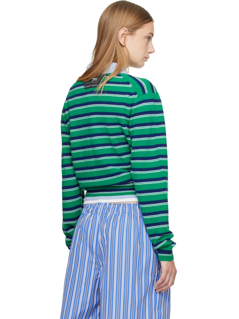 Green & Navy Knit Stripe Polo 3