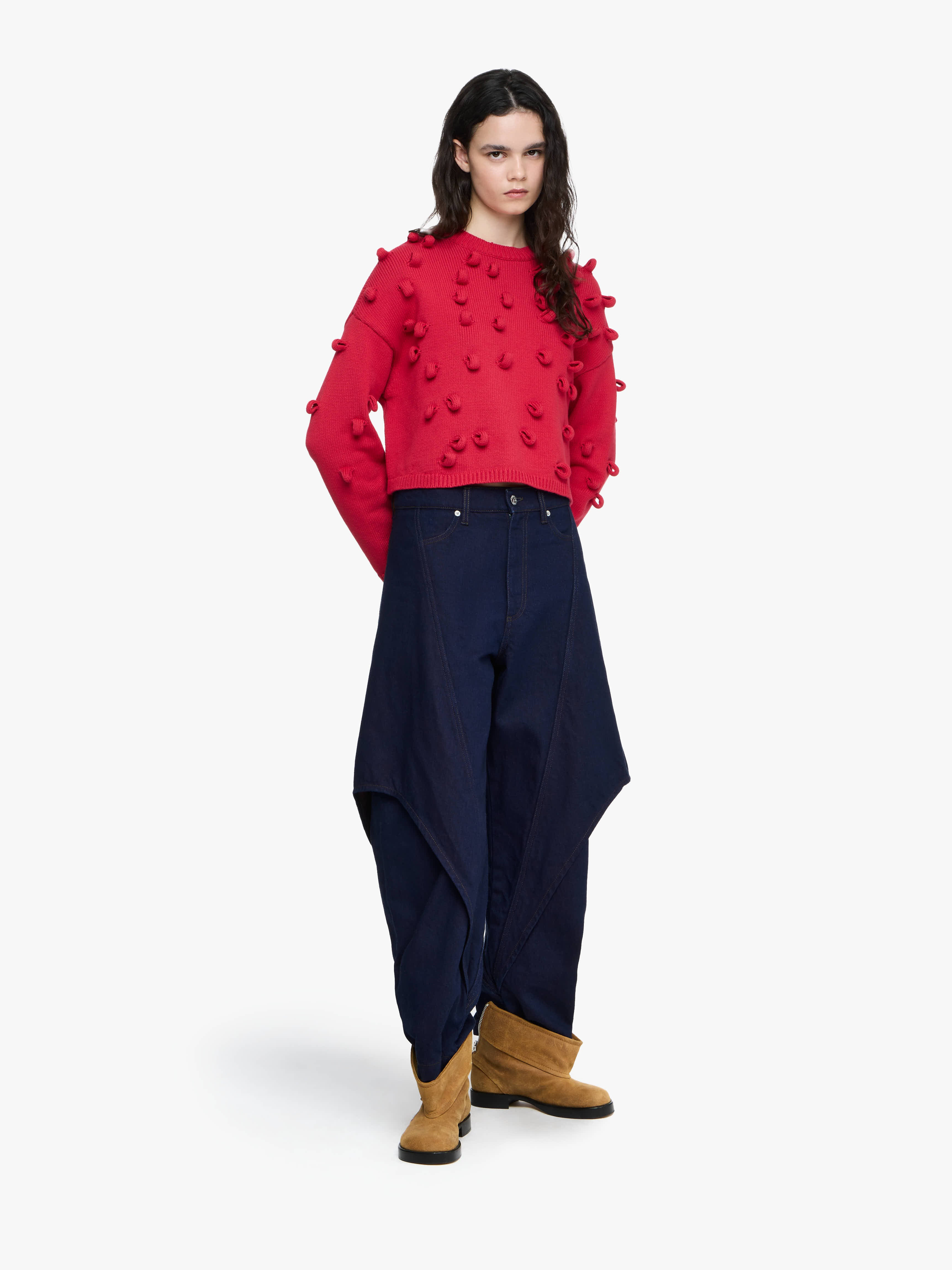 CROPPED SCULPTURAL DENIM JEANS - 2