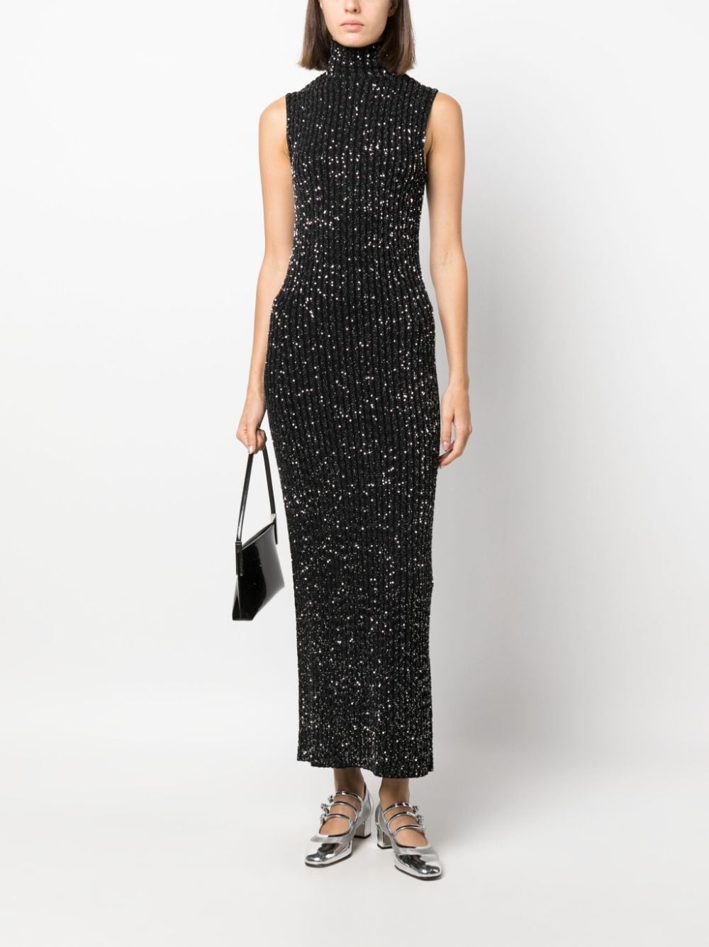sequinned ribbed dress - 2