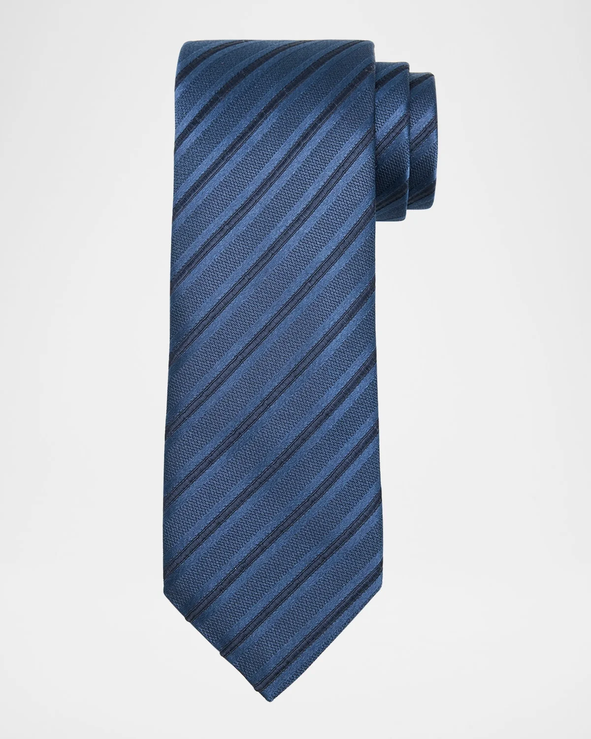 Men's Regimental Stripe Silk and Cotton Tie - 1