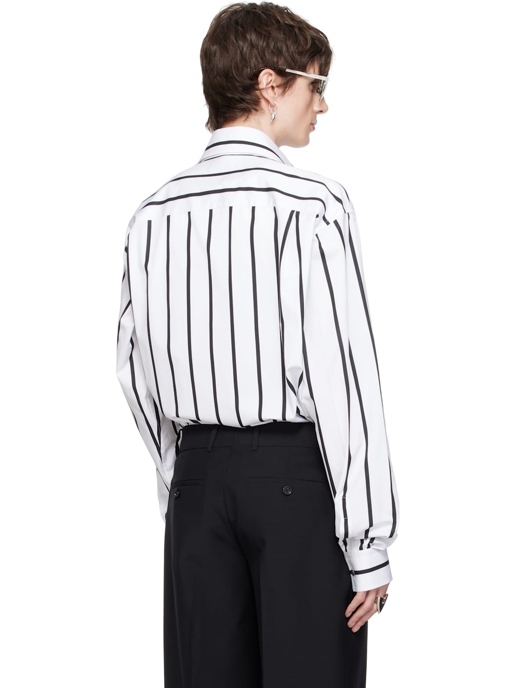 White & Black Bold Stripe Shirt - 3