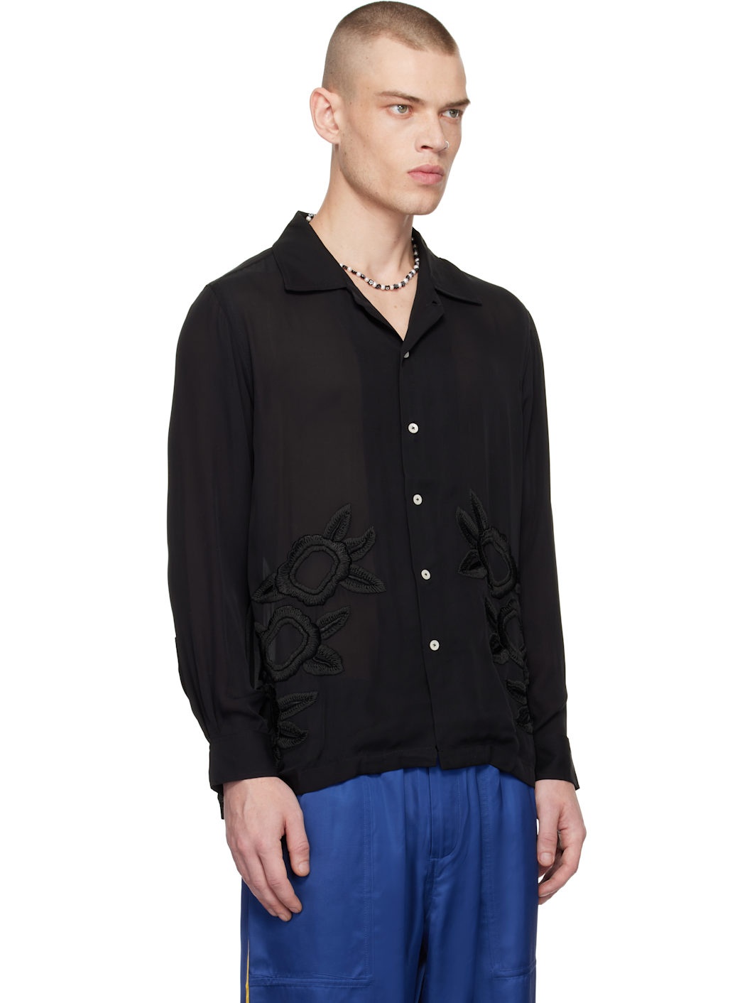 Black Midnight Daffodil Long Sleeve Shirt - 2