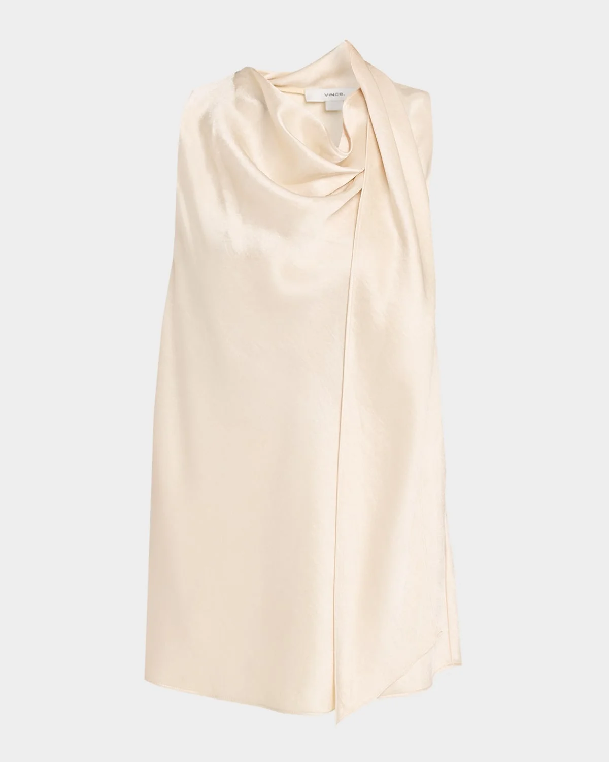 Sleeveless Satin Scarf Top - 1