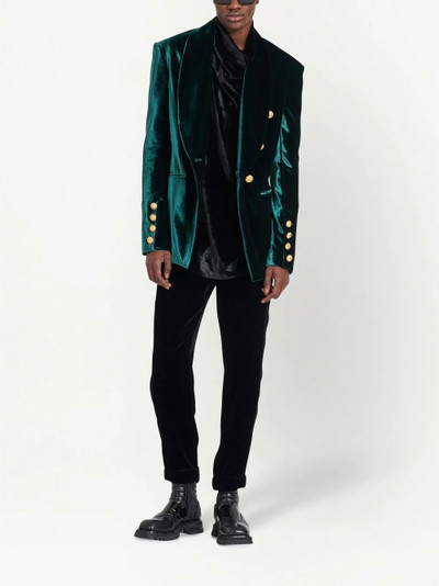 Balmain double-breasted velvet blazer outlook