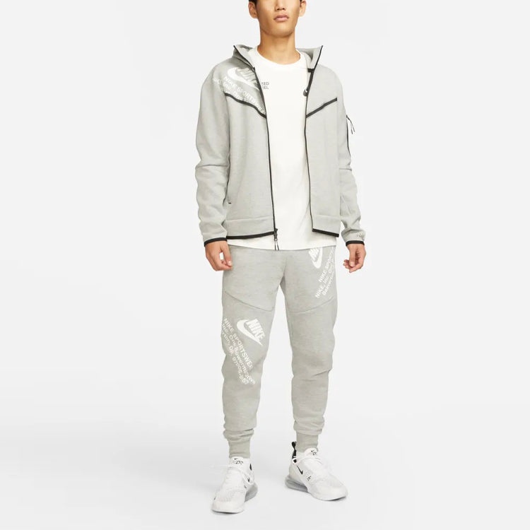 Men's Nike Printing Full-Length Zipper Cardigan Jacket Grey DM6475-063 - 3