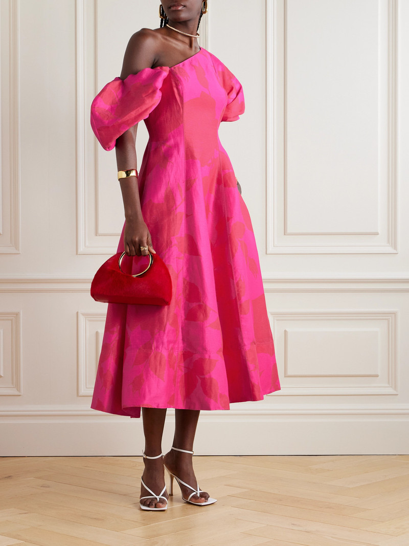 Aje. Arista Tulip One-shoulder Floral-print Linen-blend Midi Dress outlook