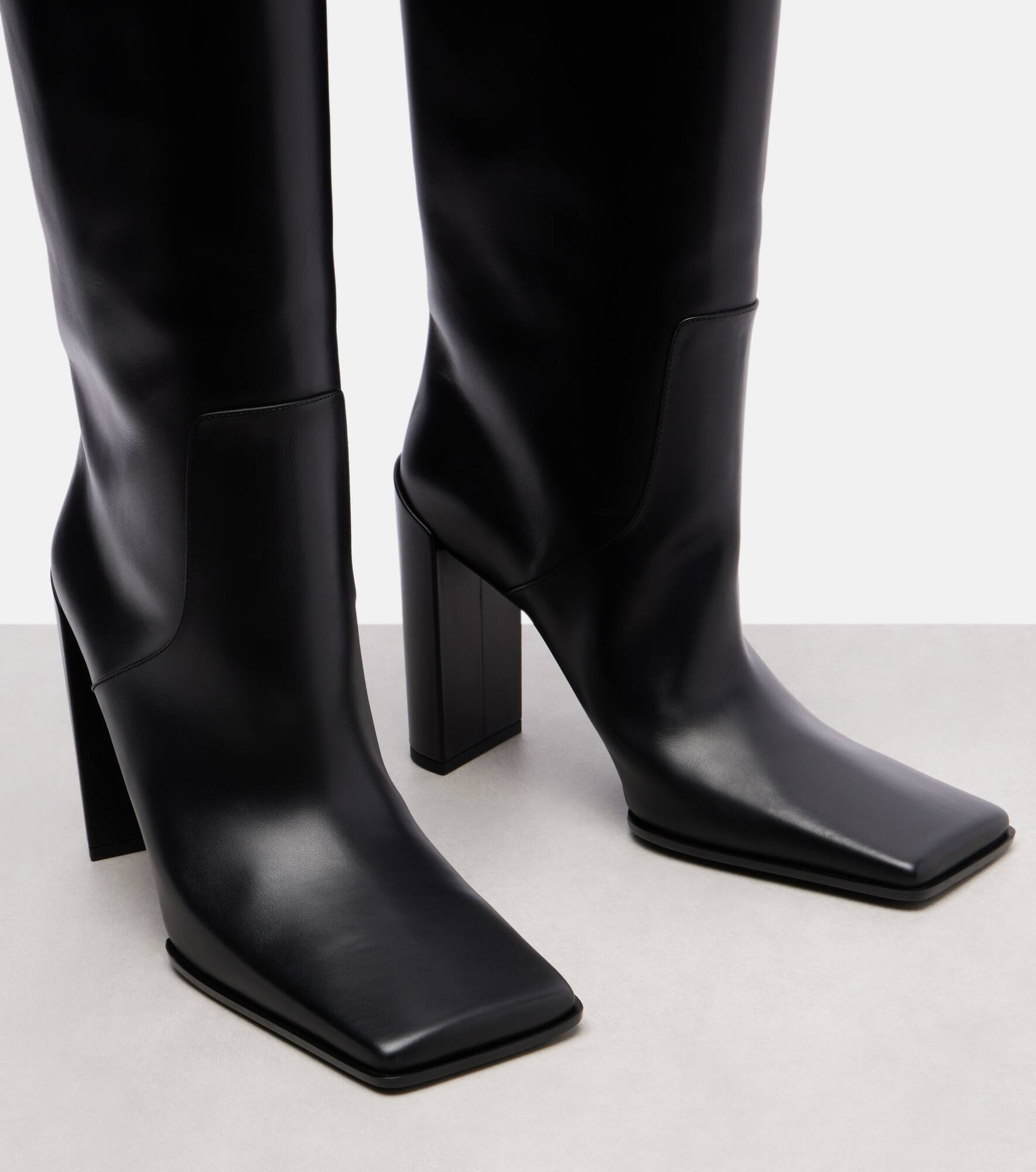 Square 90 leather knee-high boots - 5