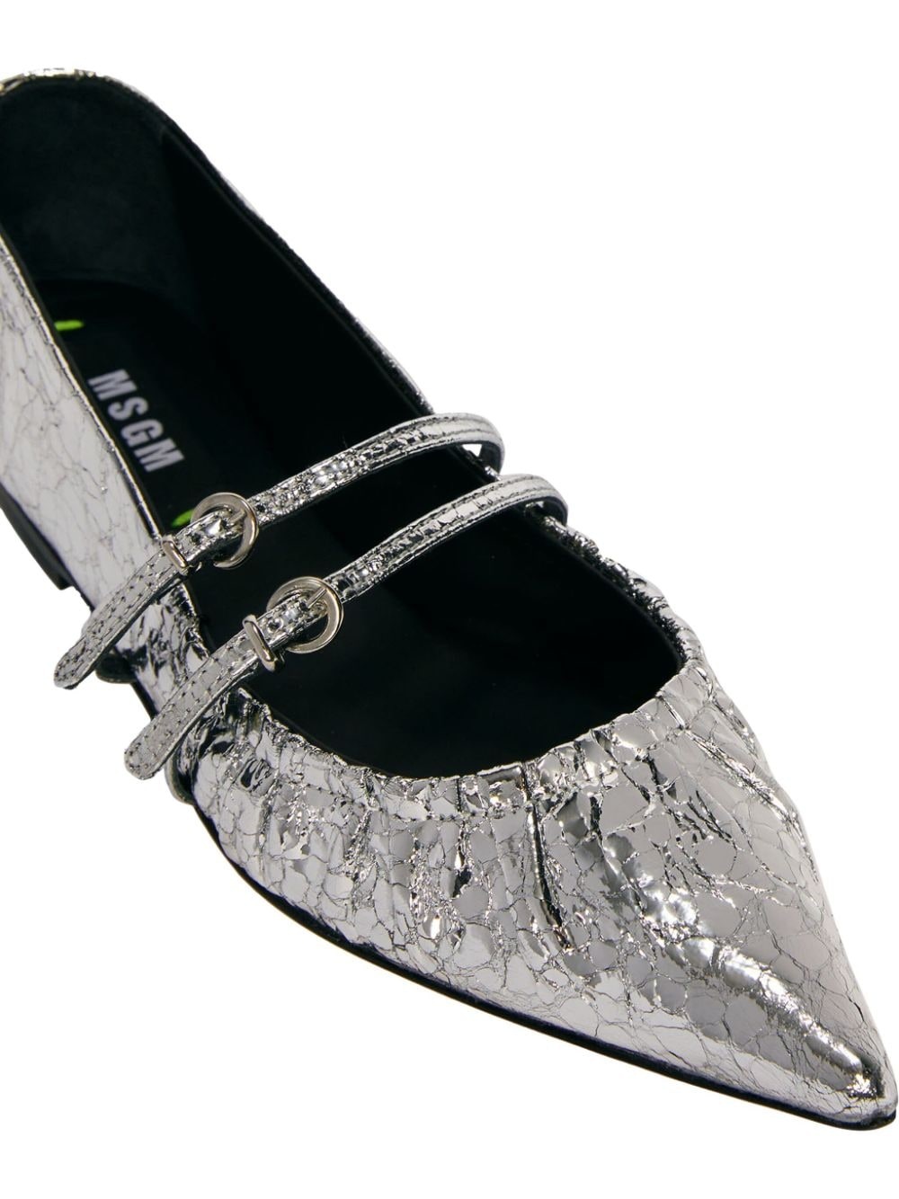 metallic-finish ballerina shoes - 4