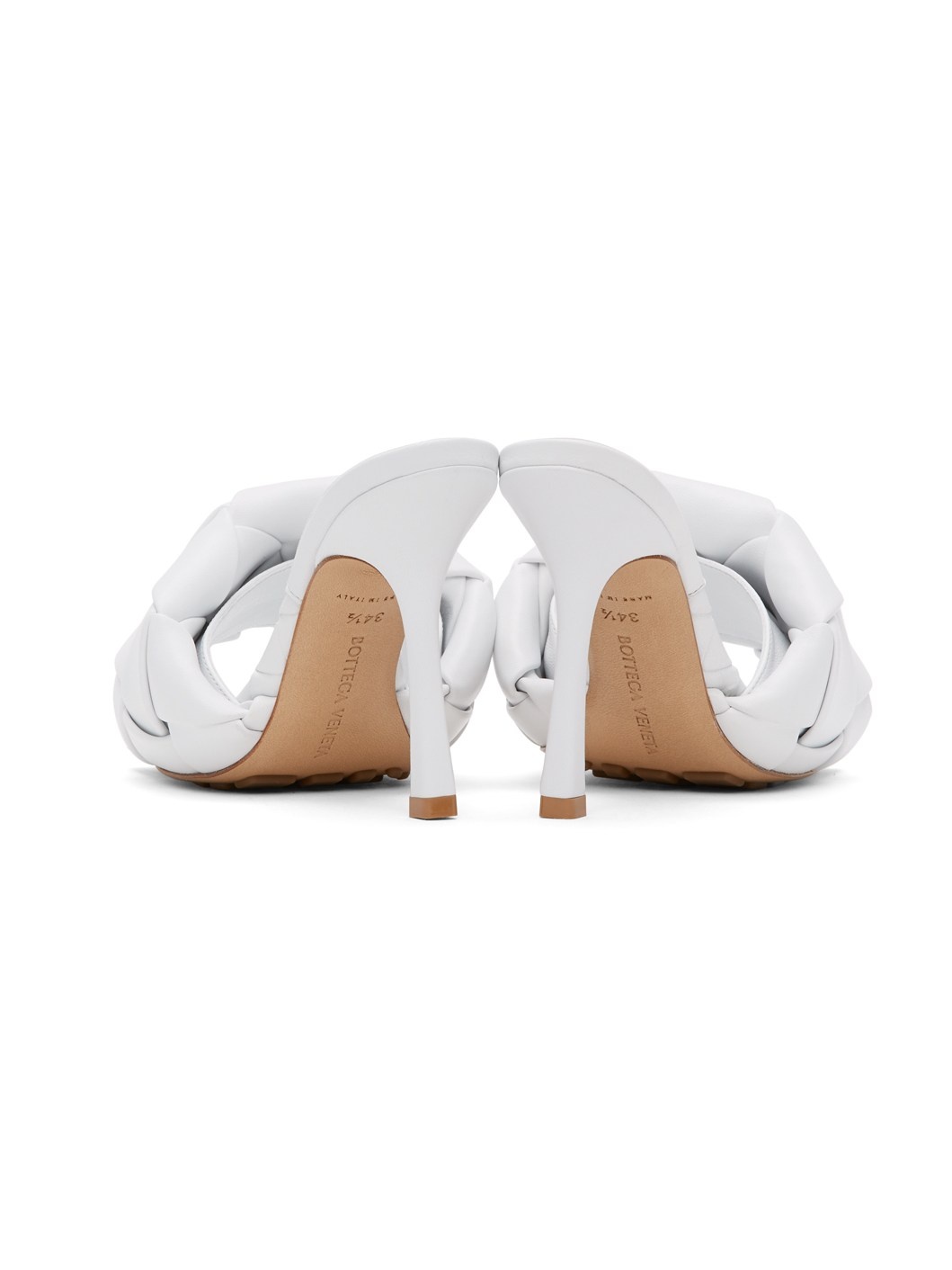 White Intrecciato Lido Heeled Sandals - 4