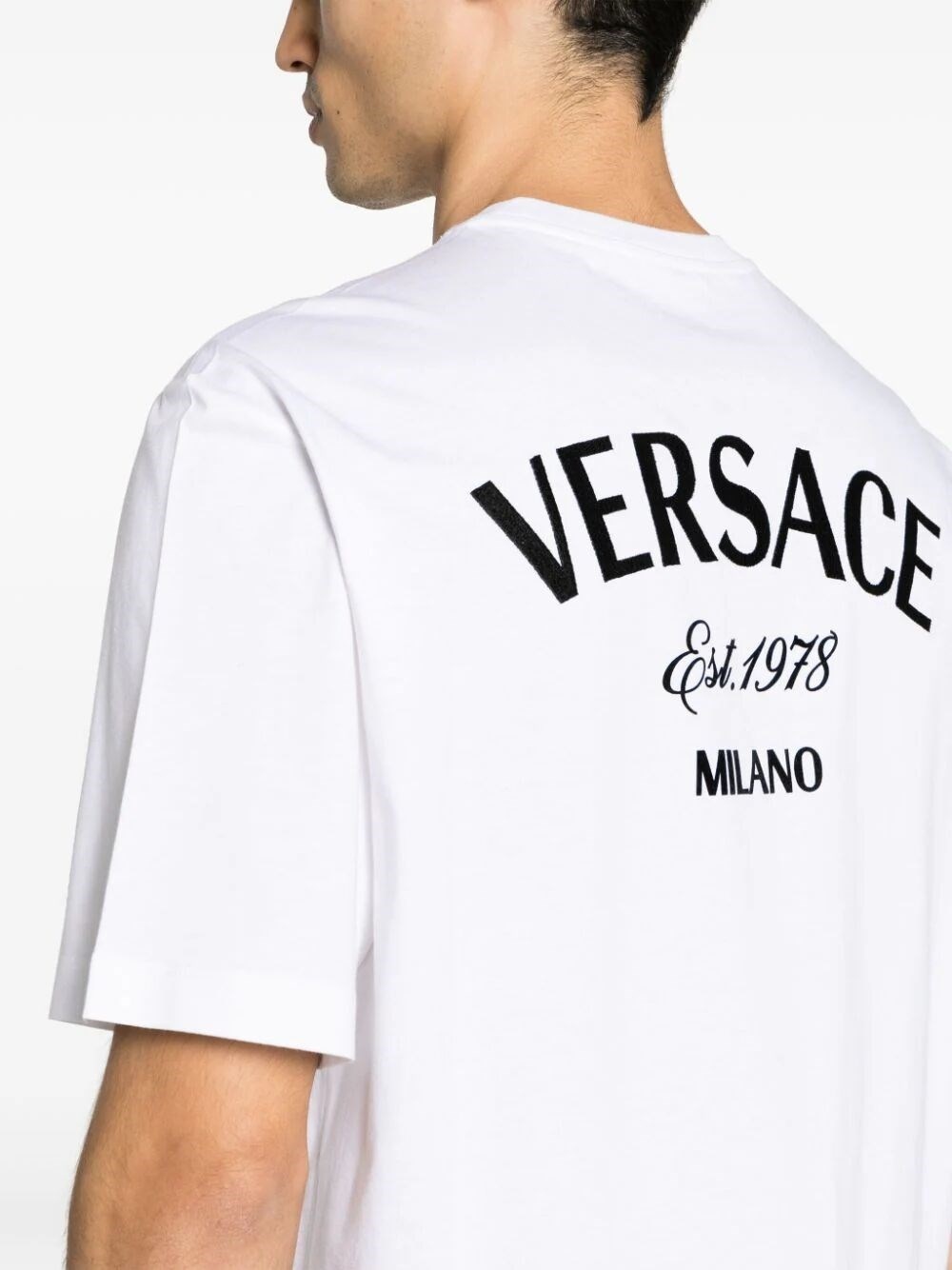 `Versace` Embroidery And `Versace Milano` Stamp Print T-Shirt - 3