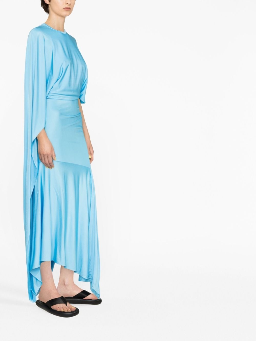 cape-sleeve asymmetric maxi dress - 4