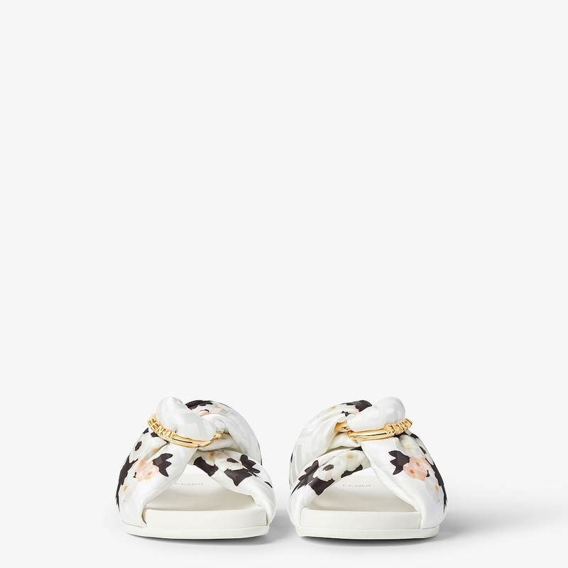 FENDI Fendi Feel White FF jacquard satin slides outlook