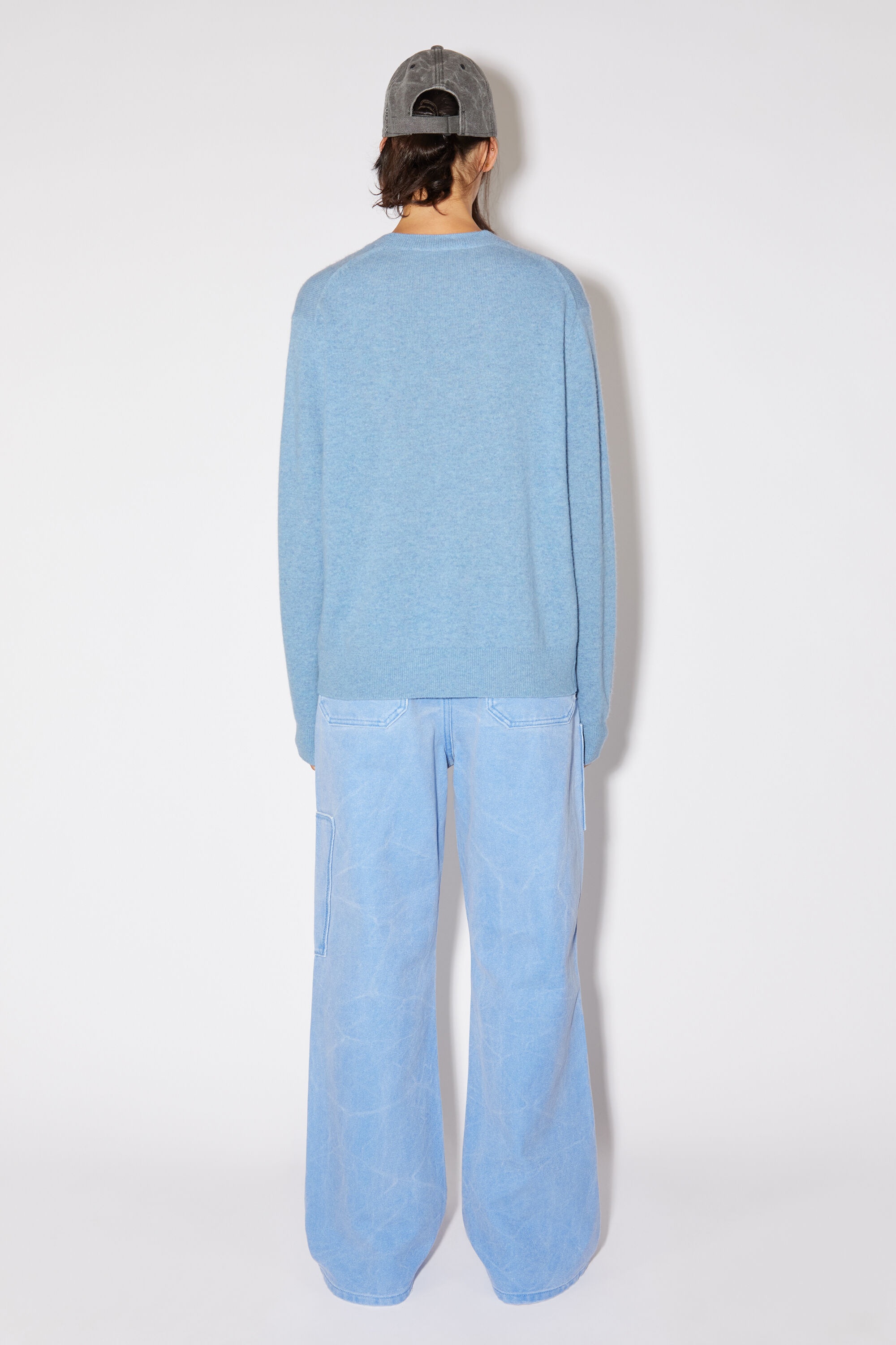 Crew neck knit jumper - Steel blue melange - 3
