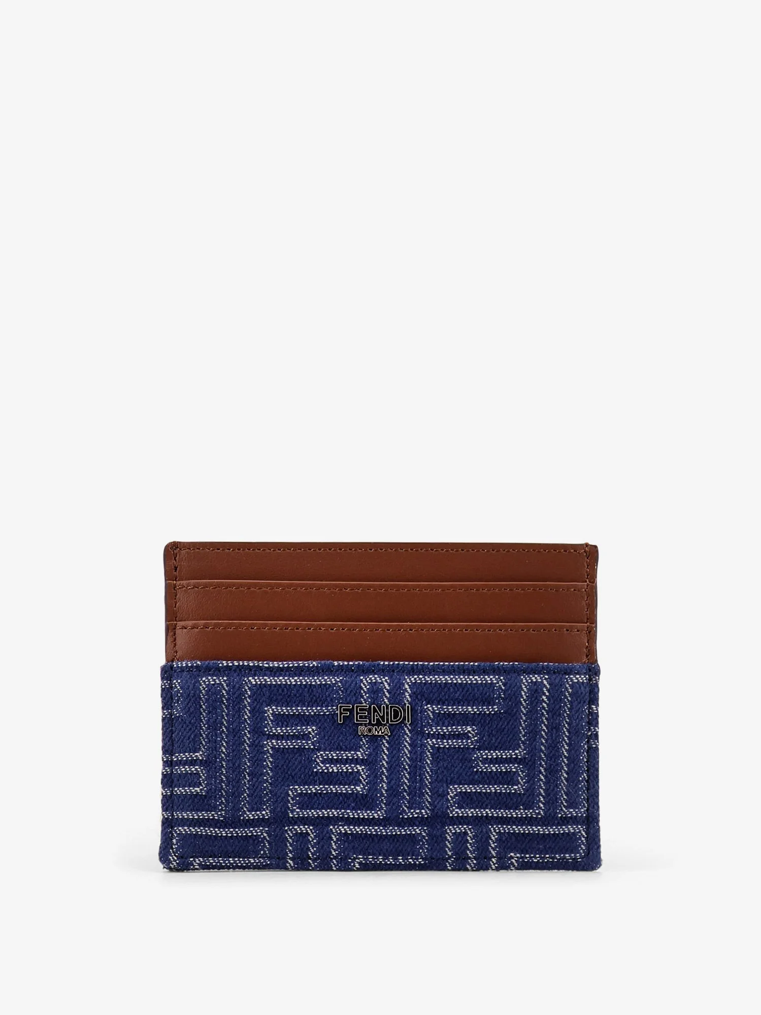 Fendi Men Jacquard Ff Fabric Cardholder With Denim Effect - 1