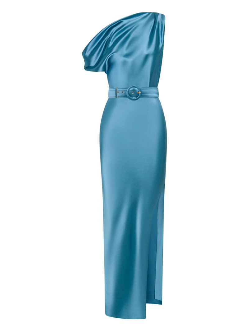Eartha one-shoulder belted midi dress 1