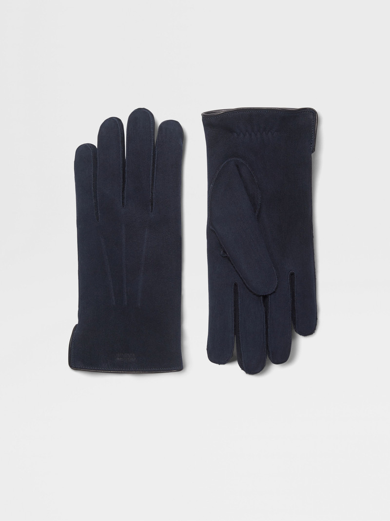 NAVY BLUE SUEDE GLOVES 1