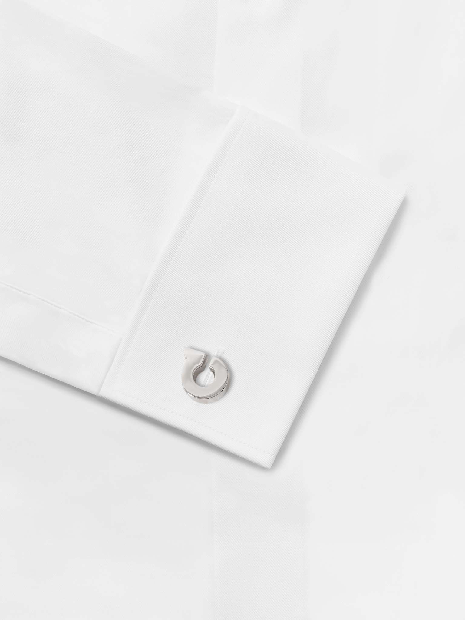Gancini Logo-Engraved Palladium-Plated Cufflinks - 2
