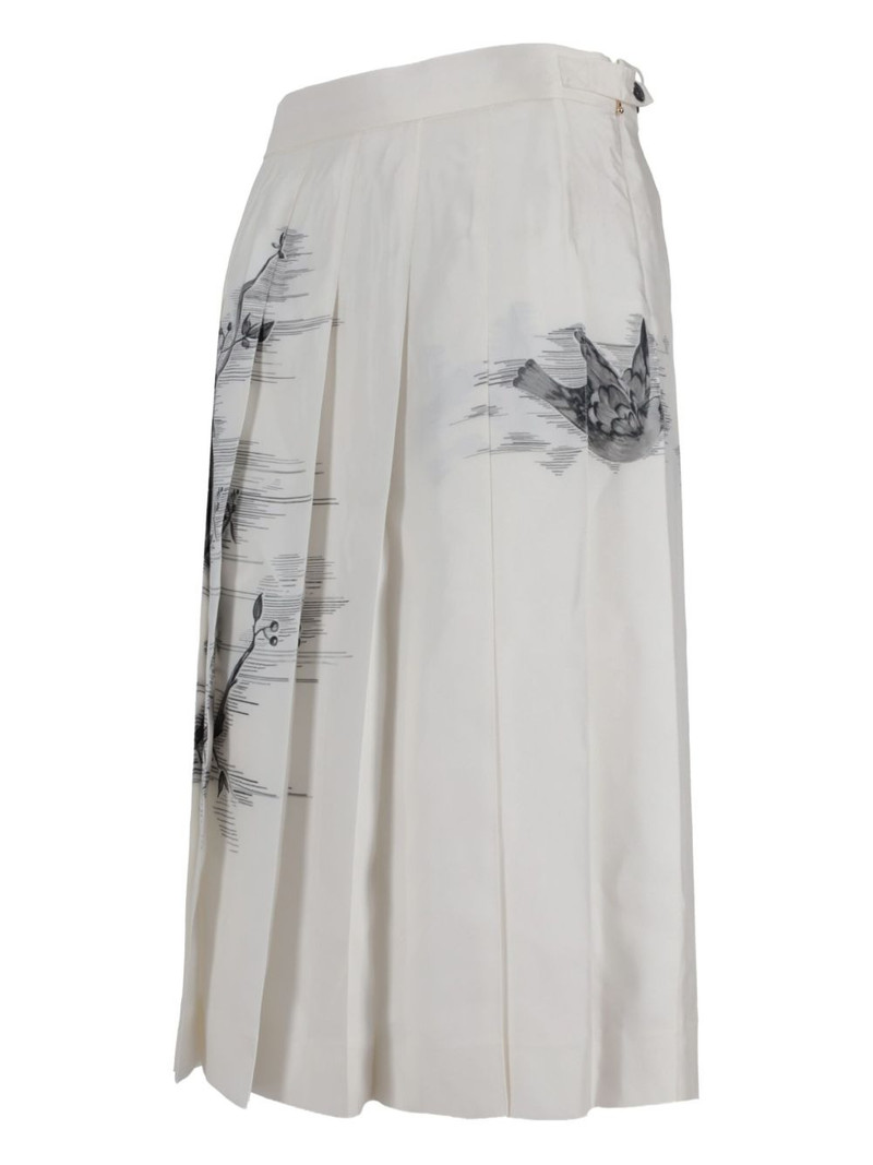 pleated bird-print midi skirt 3
