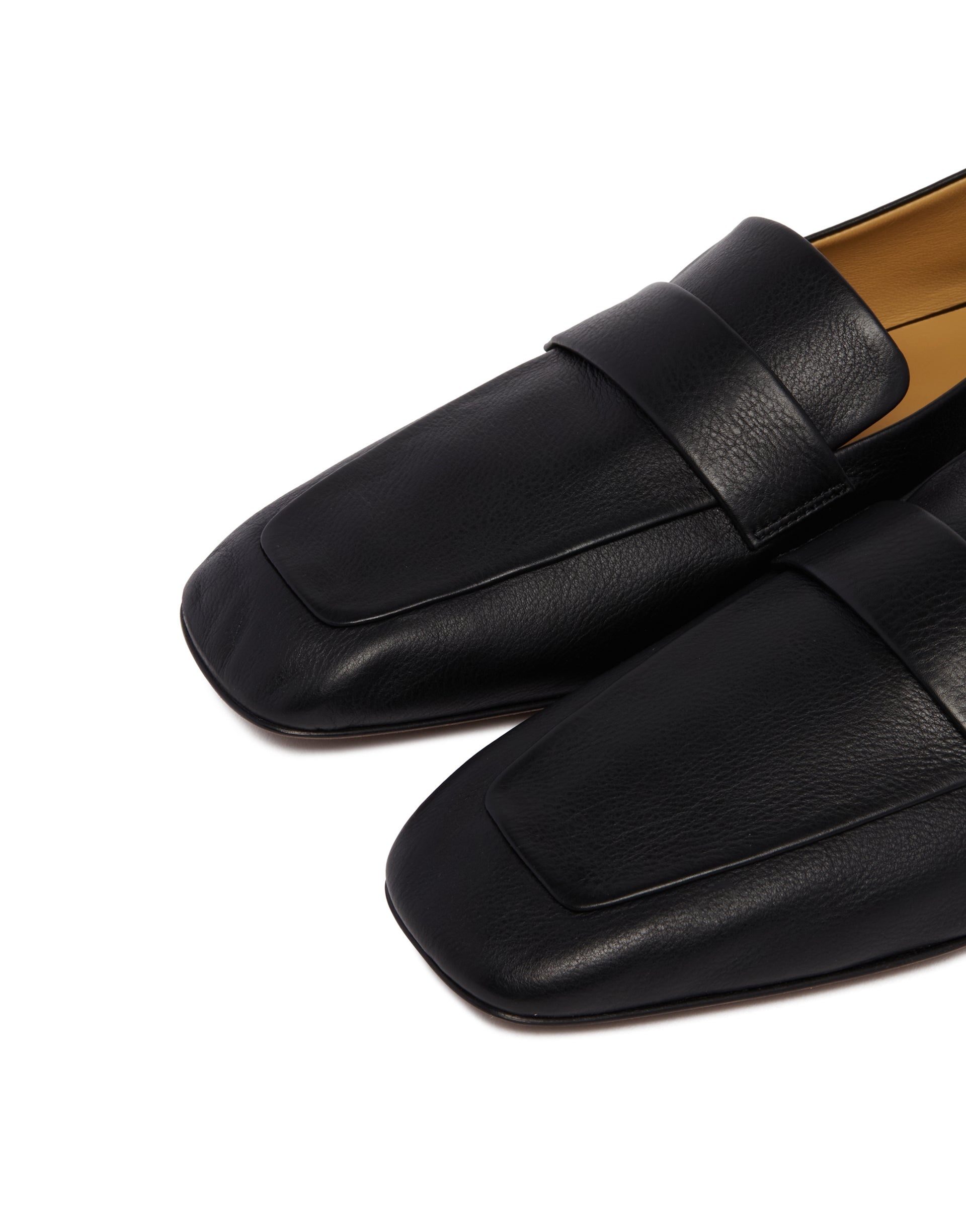 Black Square Leather Loafers - 6