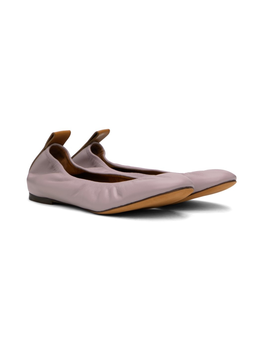 Purple Leather Ballerina Flats - 4