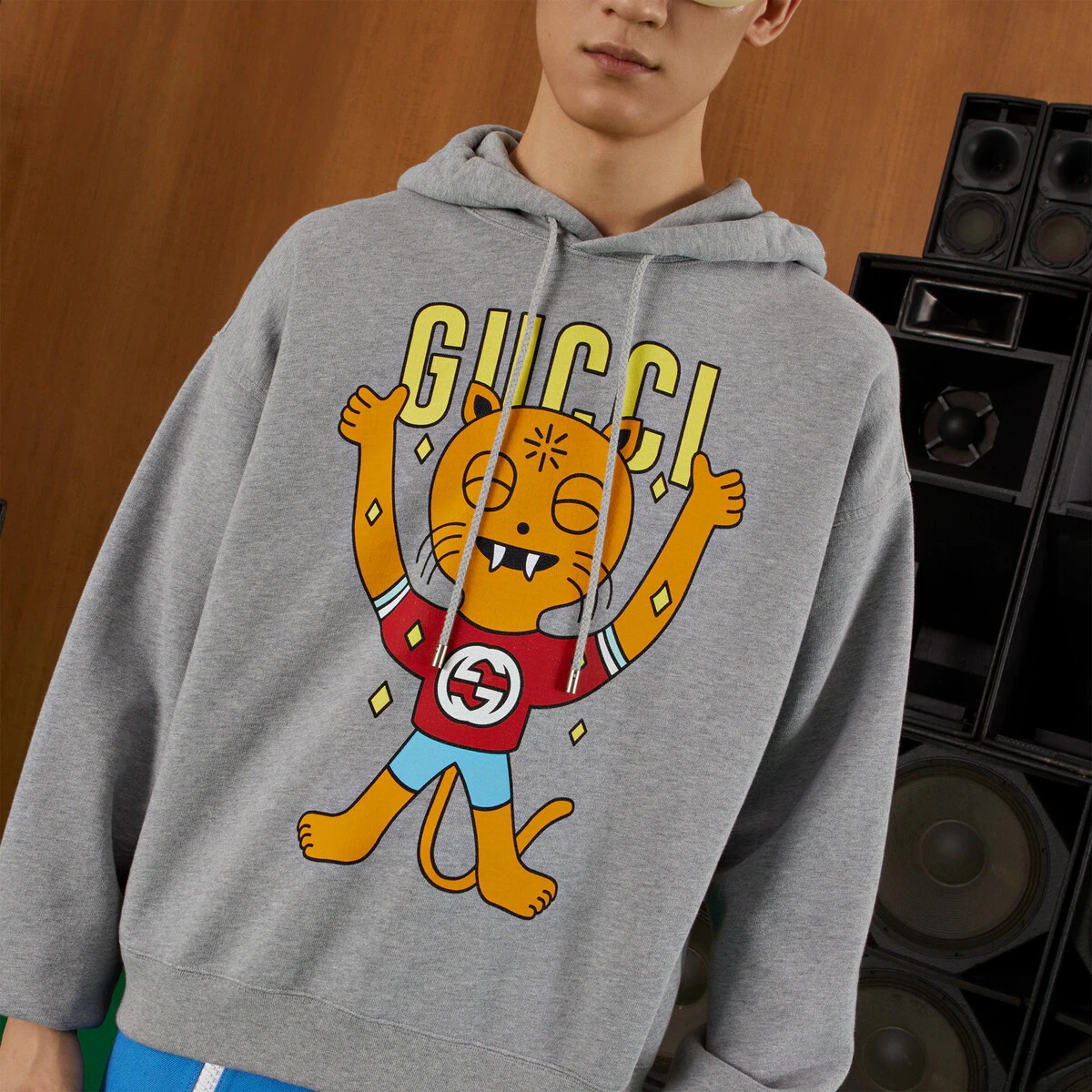 Gucci cat print hooded cotton sweatshirt - 4
