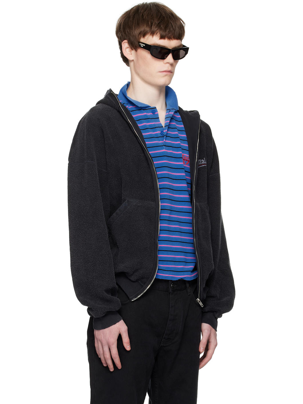 Black Political Campaign Inside-Out Zip-Up Hoodie - 2