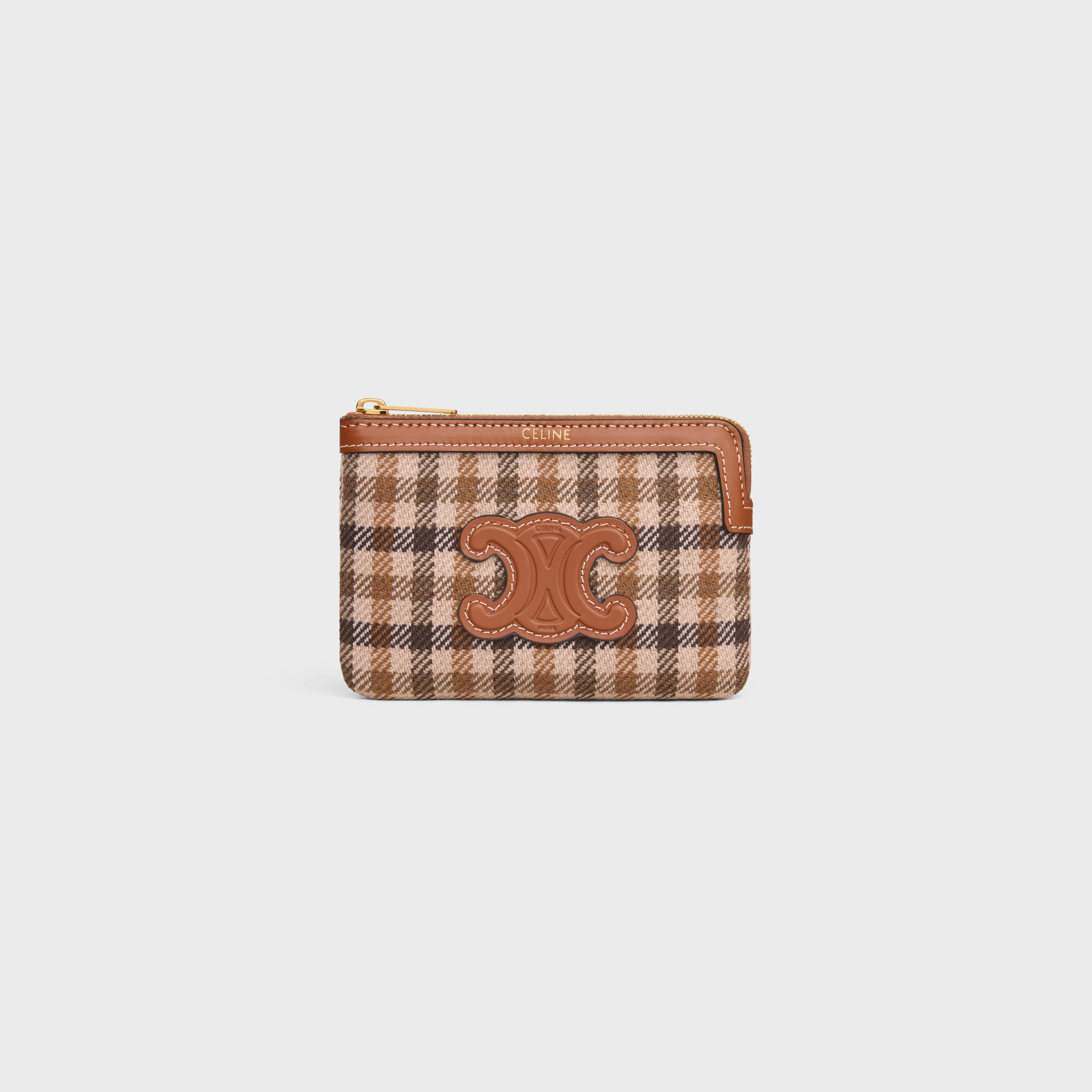 【CELINE】TARTAN Coin And Card Pouch コイン＆カードポーチ CELINE Coin And Card Pouch in TARTAN TEXTILE AND CALFSKIN