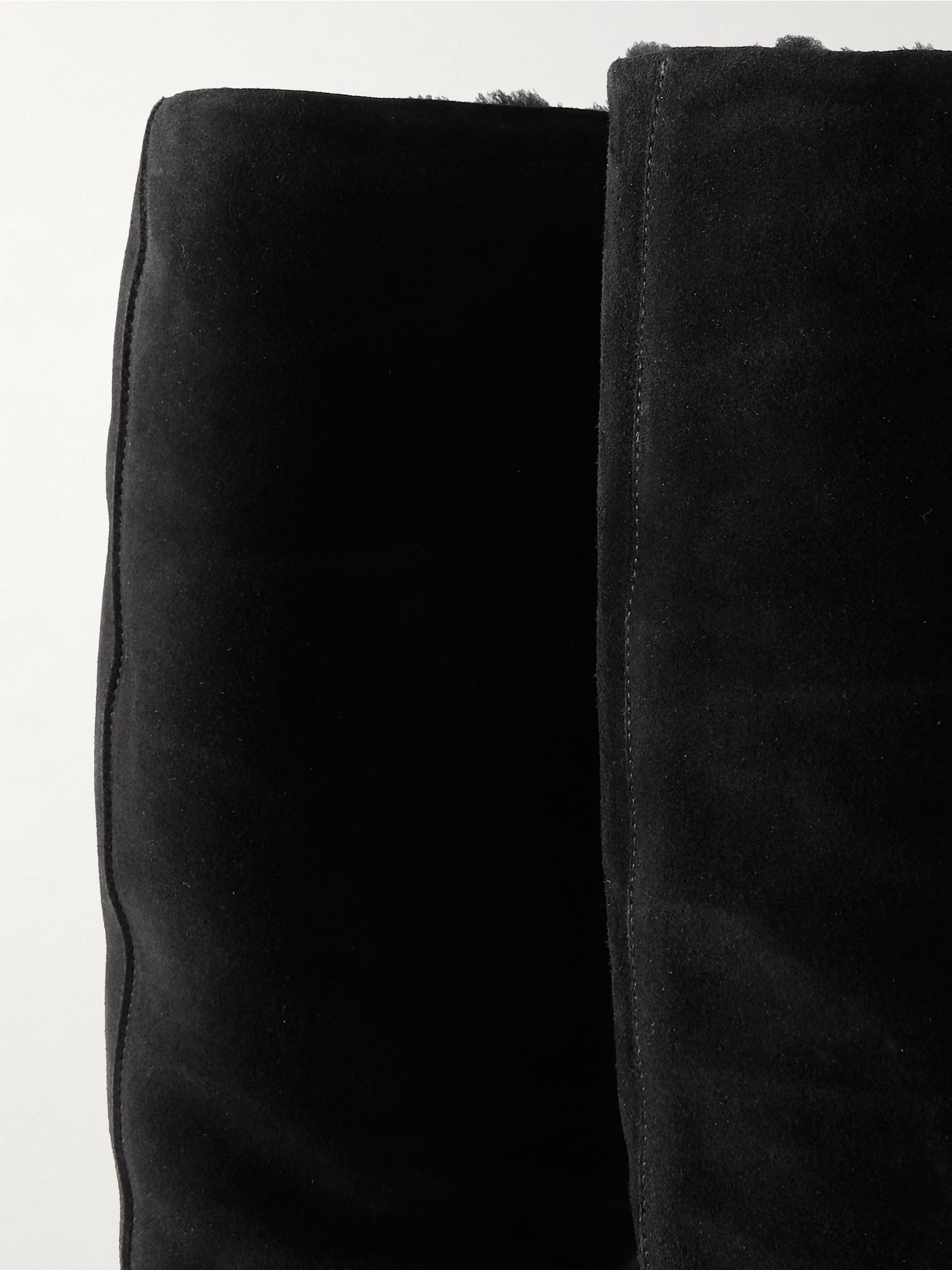 Shearling-lined suede knee boots Black - 4